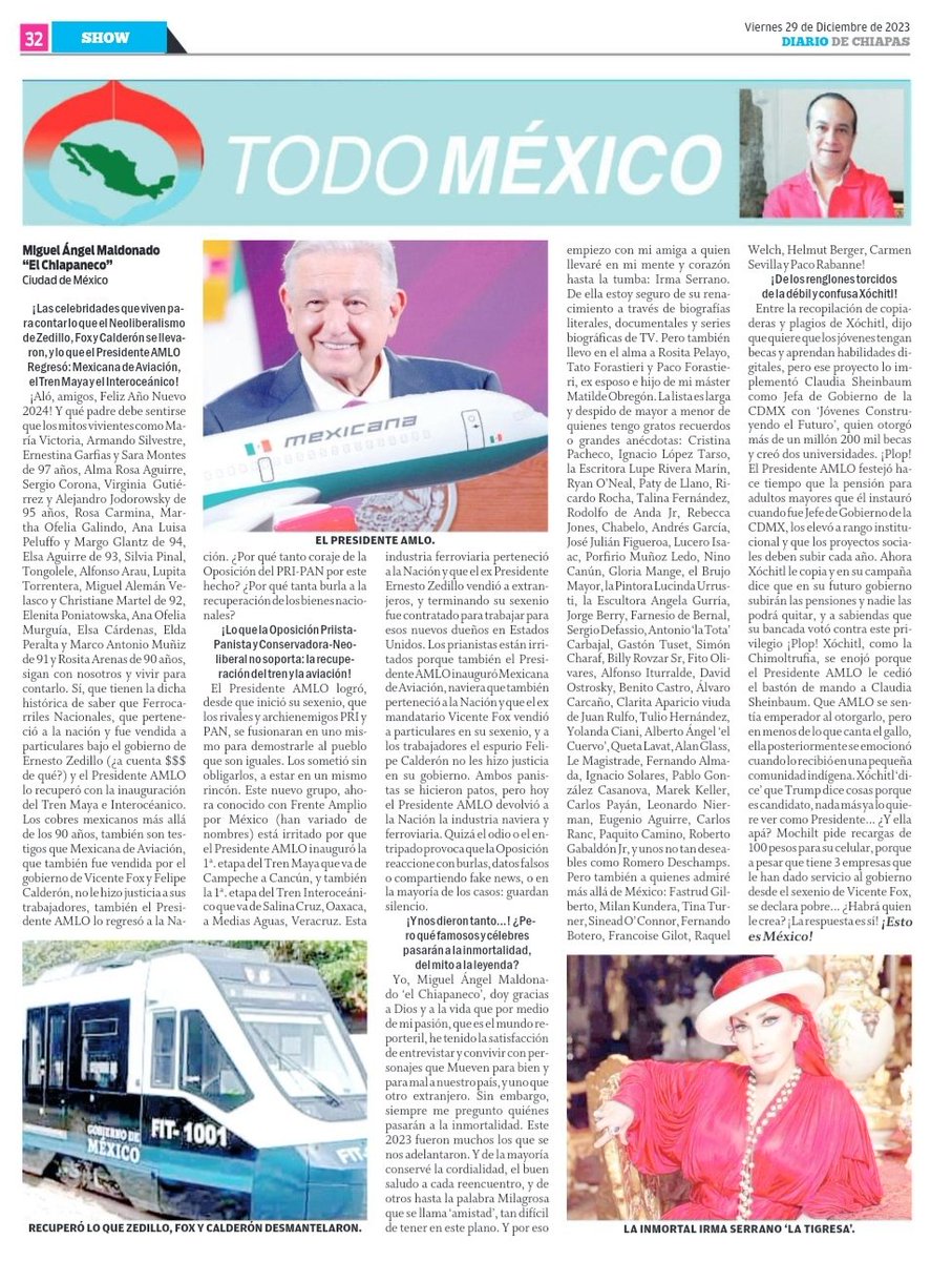 miguechiapaneco's tweet photo. Mi #ColumnaTodoMéxico en el @DiarioChiapas:
¡Y NOS DIERON TANTO...¿PERO QUÉ FAMOSOS Y CÉLEBRES COMO #LupeRivera #IrmaSerrano #MuñozLedo #LopezTarso y #RomeroDeschamps ENTRE OTROS, PASARÁN A LA INMORTALIDAD DEL MITO A LA LEYENDA? ¡ESTO ES MÉXICO! https://t.co/9u8Sitg8Vm https://t.co/ObcoFfELe9