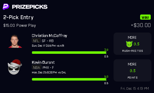 ClutchDp's tweet photo. Christmas payouts ain't too bad 🤷🏻‍♂️ Use code:
PR-M1Z0KL8 when signing up for Prize Picks😁 #prizepicks #sportsbettingtwitter #Christmas https://t.co/B4BTB1YMsh
