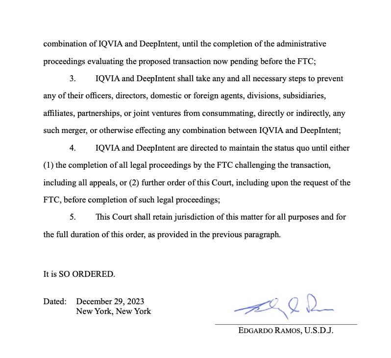 matthewstoller's tweet photo. BREAKING: FTC wins IQVIA merger trial. Full opinion will be out at some point after January 5th https://t.co/28qNfFg60F https://t.co/4mZjXjsFt1