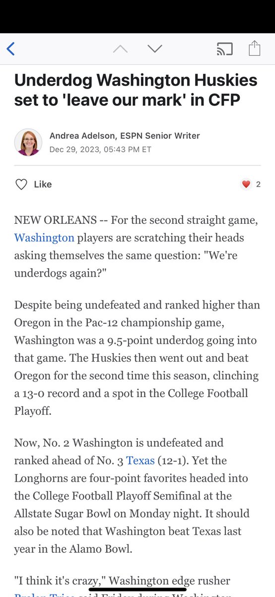 bleyert425's tweet photo. Sometimes the jokes just write themselves… ESPN posts an article today about UW and the consistent disrespect / doubt they’ve received all year, written again by the same writer who just yesterday referred to them as…

*checks notes*

the Cougars https://t.co/HbwtbhN5eH
