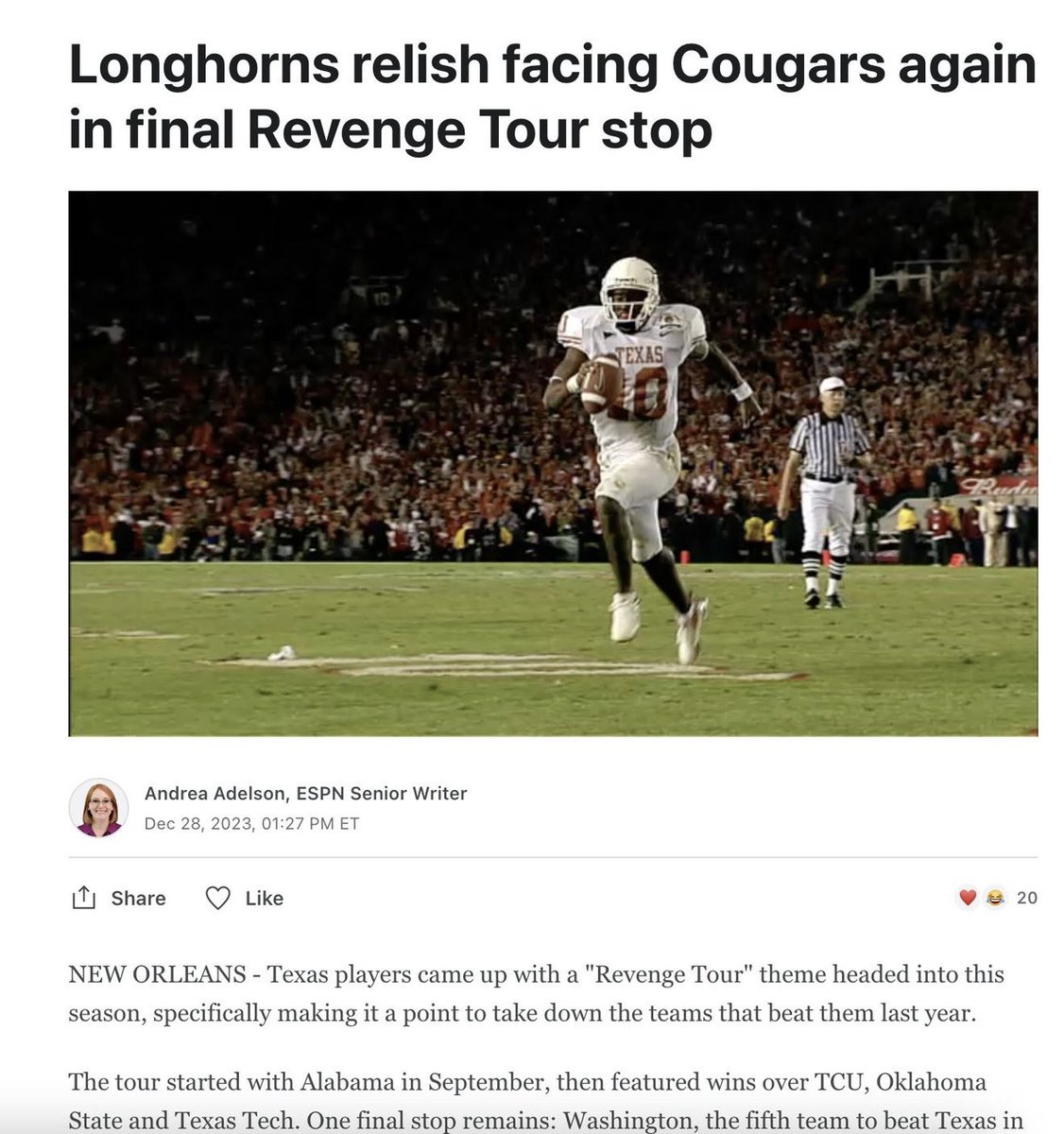 bleyert425's tweet photo. Sometimes the jokes just write themselves… ESPN posts an article today about UW and the consistent disrespect / doubt they’ve received all year, written again by the same writer who just yesterday referred to them as…

*checks notes*

the Cougars https://t.co/HbwtbhN5eH