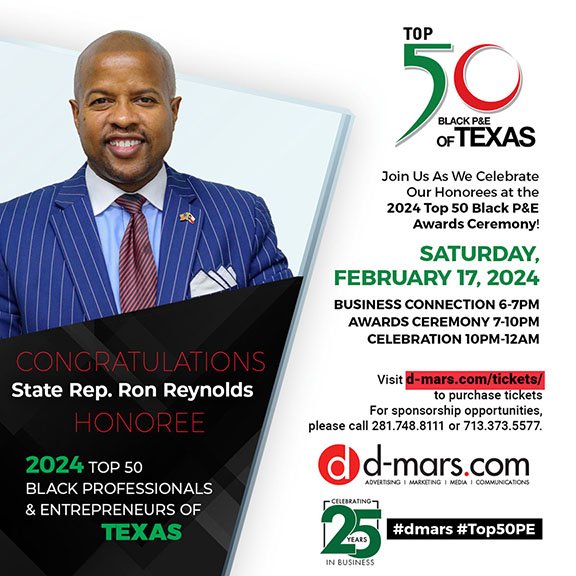 I'm honored and humbled to receive the Top 50 Black Professional &amp; Entrepreneur of Texas from <a href="/dmars_com/">d-mars.com</a>. Congrats to all the honorees. #TeamReynolds #txlege #blackexcellence