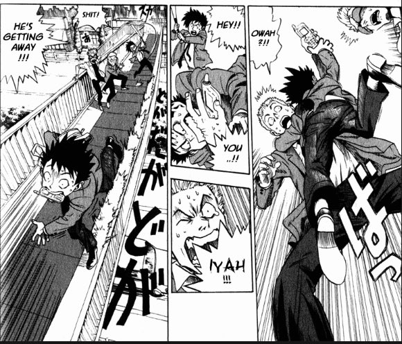 not at all knocking murata's current work since he's a big master of the craft, but i do miss his early style at the start of eyeshield 21. all that incredible understanding of motion and form but with a more sharp and cartoonish aesthetic sense