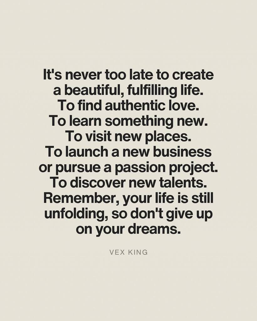 There is no cut off time for dreams 💕 ~ Vex King
 
#quotes #quotestoliveby #Inspiration #inspirational #mentalhealth #wellbeing #holistichealth #journey #selflove2024  #relationshipquotes #growth #goals #meditation #Mindfulness #therapy #personalgrowth #growthmindset #itsnev…