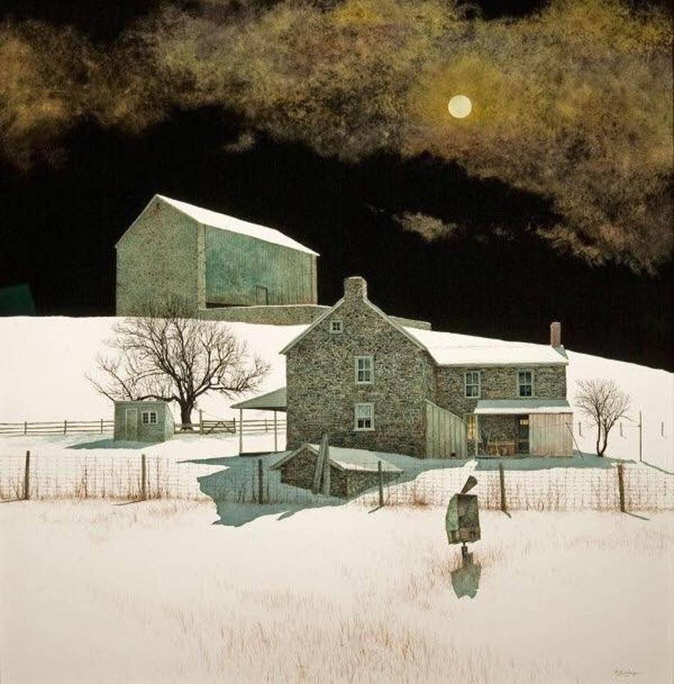 'Moonlight Over The Farm,' #art by Peter Sculthorpe