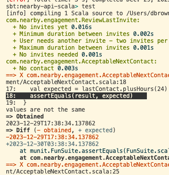 dbrown428's tweet image. @scalameta is there an #munit test flag that shows only the status of each test (pass/fail/skip) and hides/filters the actionable errors?

I love how verbose #munit is, but in some cases I just want to see a clean pass/fail list.

#scala #dev #help #docs #question #metals #vscode