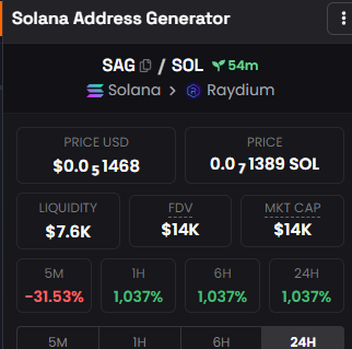 guapfish's tweet photo. potential gem, solanas first vanity address generator, just launched. got in at 5k     dyor dyor dyor https://t.co/1QPfA0HF89