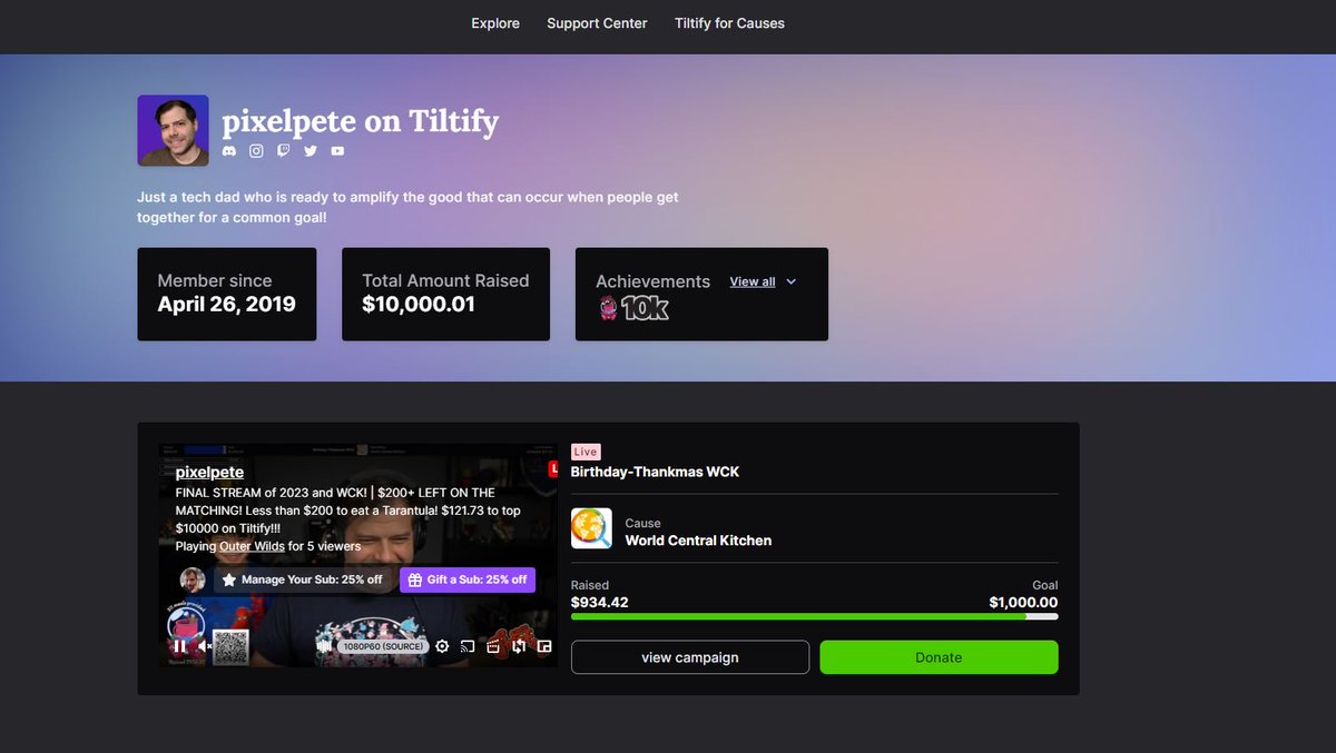 yopixelpete's tweet photo. $10000.01!!! Penny Gang!!! @tiltify 

Thank you to the amazing community and all the good that comes of it! ❤️❤️❤️ https://t.co/gF9hGy9vro
