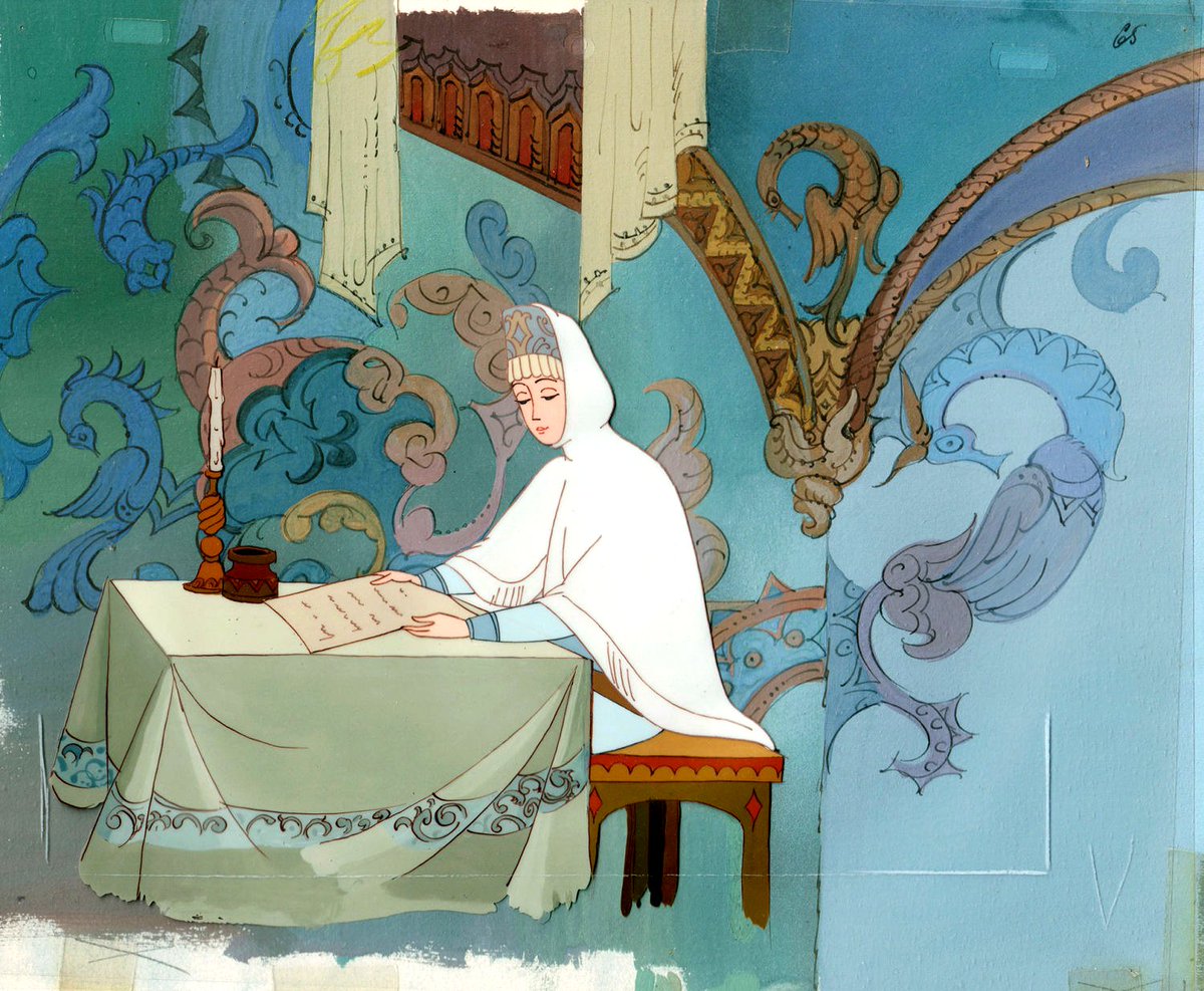 ani_obsessive's tweet photo. Finished animation cels and backgrounds from The Tale of Tsar Saltan (1984), dir. Ivan Ivanov-Vano and Lev Milchin, Soyuzmultfilm https://t.co/qovr56yljv