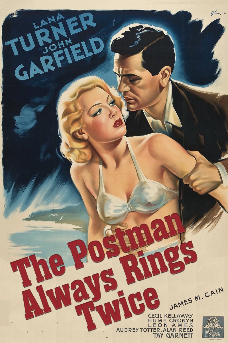 FrankMalfitano's tweet photo. ANOTHER 100 FILMS I LOVE (IN NO ORDER) 24: #LanaTurner &amp; #JohnGarfield sizzle 🔥in classic 1946 #filmnoir based on #JamesMCain #pulpfiction novel about illicit lovers bumping off her hubby. With top supporting cast #HumeCronyn #AudreyTotter #CecilKellaway #LeonAmes #TayGarnett 🎥 https://t.co/ZZyCtsmyqV