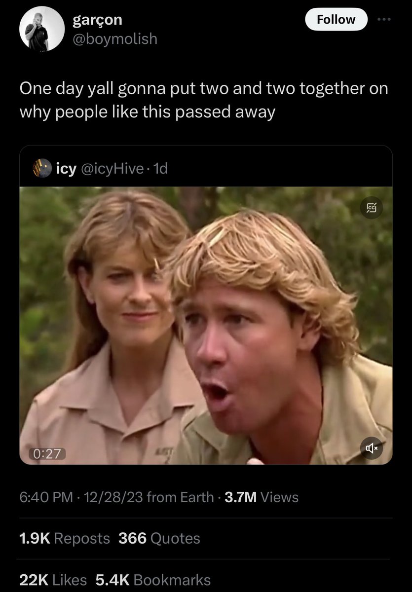 kirawontmiss's tweet photo. This app is so funny because mfs are implying that the CIA hired a sting ray to kіII Steve Irwin😭 https://t.co/XUKu1jTe9x