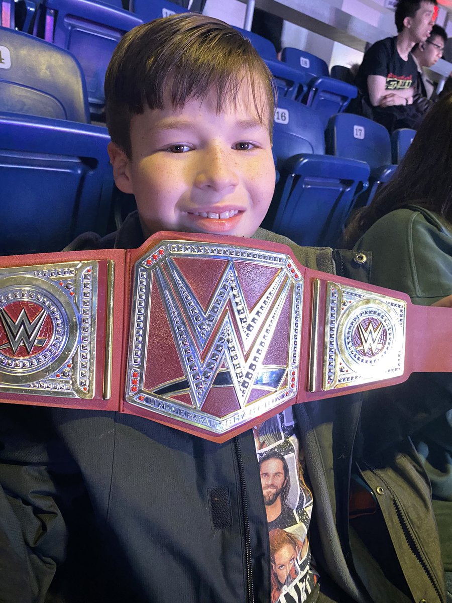 So excited to see some of his favourites <a href="/CodyRhodes/">Cody Rhodes</a> <a href="/RheaRipley_WWE/">RheaRipley_WWE</a> <a href="/WWERollins/">Seth Rollins</a> and of course 🇨🇦 <a href="/SamiZayn/">Sami Zayn</a> #WWEToronto  #WWEFan