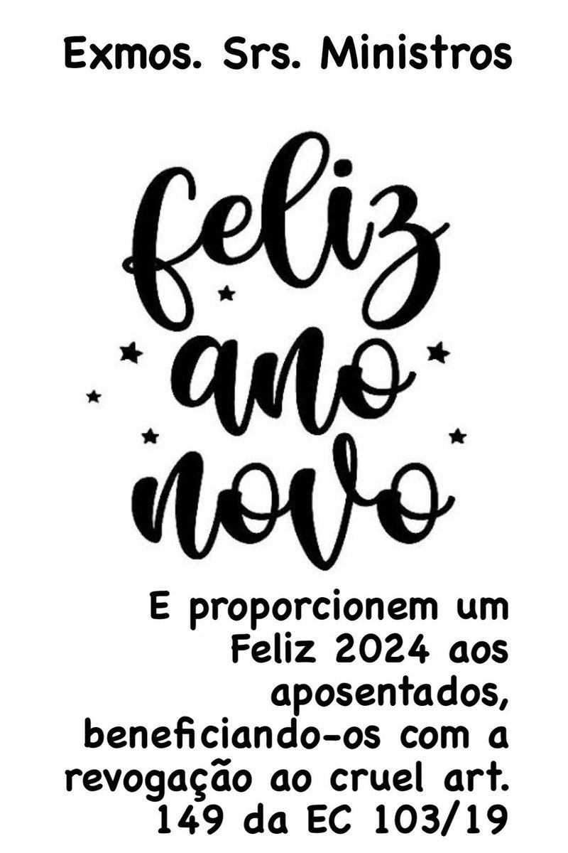 Elisa Gonçalves (@elisagoncalvesm) on Twitter photo "Aposentados clamam por justiça em 2024: Ministros, ajam, inconstitucionalizem o art. 149 EC103/19. <a href="/STF_oficial/">STF</a>
<a href="/gilmarmendes/">Gilmar Mendes</a>
<a href="/LRobertoBarroso/">Luís Roberto Barroso</a>
<a href="/alexandre/">Alexandre de Moraes</a>
@nunesmarquesK
<a href="/MinAMendonca/">André Mendonça</a>
<a href="/Cristianozaninm/">Cristiano Zanin Martins</a>
<a href="/FlavioDino/">Flávio Dino 🇧🇷</a>
Confisco Injusto
#Lula2024Feliz
#DesenrolemAposentados" "Aposentados clamam por justiça em 2024: Ministros, ajam, inconstitucionalizem o art. 149 EC103/19. <a href="/STF_oficial/">STF</a>
<a href="/gilmarmendes/">Gilmar Mendes</a>
<a href="/LRobertoBarroso/">Luís Roberto Barroso</a>
<a href="/alexandre/">Alexandre de Moraes</a>
@nunesmarquesK
<a href="/MinAMendonca/">André Mendonça</a>
<a href="/Cristianozaninm/">Cristiano Zanin Martins</a>
<a href="/FlavioDino/">Flávio Dino 🇧🇷</a>
Confisco Injusto
#Lula2024Feliz
#DesenrolemAposentados"