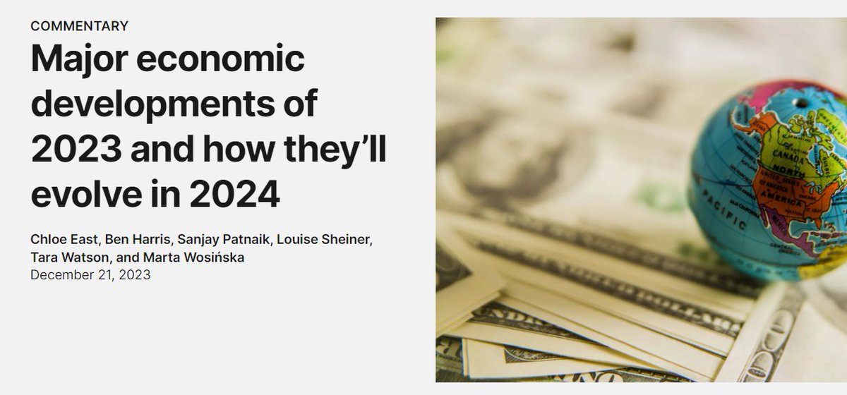 We asked 6 @BrookingsInst economists about the issues they tracked in 2023 and what they'll be watching in 2024. Read what @ChloeNEast, @econ_harris, @sanjay_patnaik, @lsheiner, @taraelizwatson, & @MWosinska had to say->-> brookings.edu/articles/major…