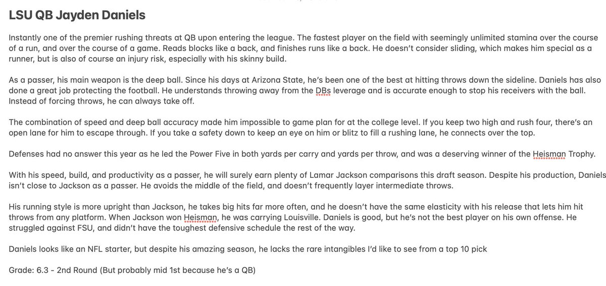 Scouting report on Jayden Daniels