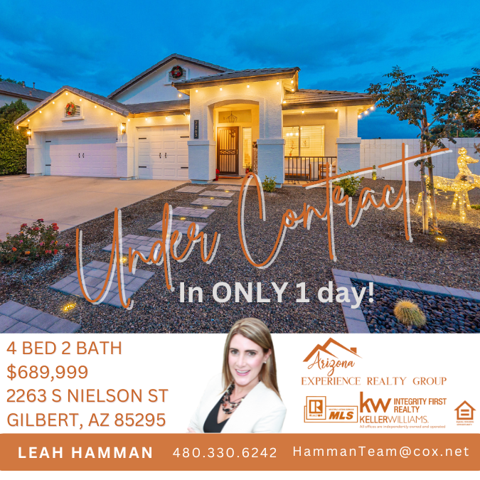 AZExperience's tweet photo. 🏡🎉 Just ONE DAY on the market, and this stunning Gilbert home is OFFICIALLY under contract! 🎉🏡

📍 2263 S Nielson St., Gilbert

Missed out on this one? Don't worry, we have more fantastic listings coming your way! Stay tuned for your chance to find your dream home. 🏠✨ https://t.co/5r4ikVDc7q
