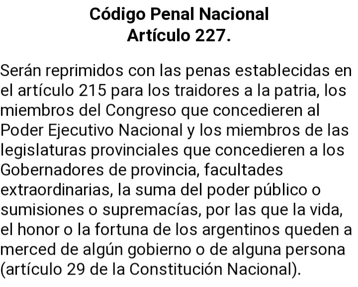 ChristianHervi3's tweet photo. Espero que nuestros Senadores y Diputados conozcan este artículo del Código Penal y lo tengan presente cuando traten el DNU y el paquete de leyes que se envió al Congreso. https://t.co/sObG4pHWLl