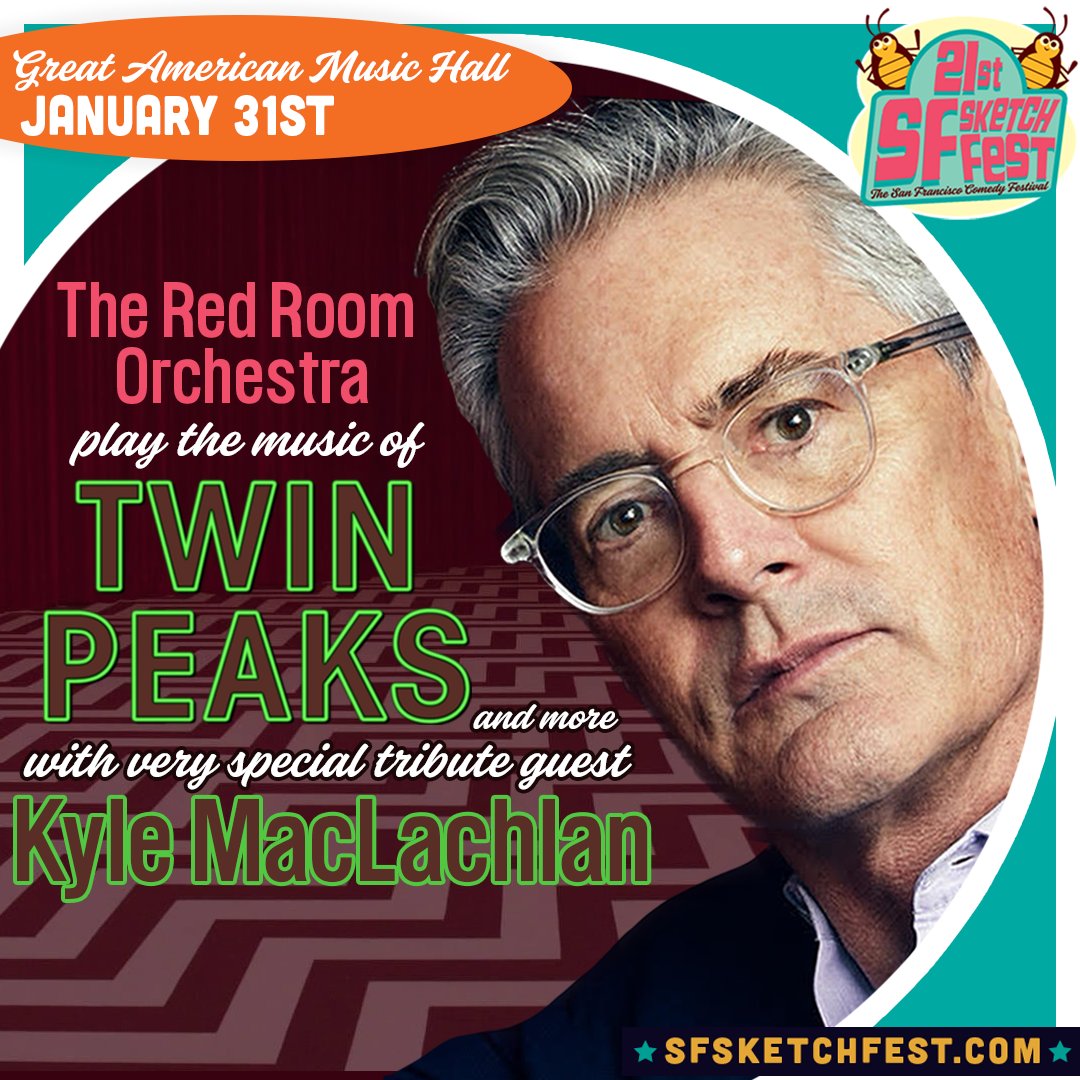 The <a href="/RedRoomOrch/">The Red Room Orchestra</a> returns to #SFSketchfest at <a href="/GAMH/">Great American Music Hall</a>, playing the music of:
• 'The Lost Boys' with Alex Winter, hunky saxman Tim Cappello, and <a href="/PeachesChrist/">Peaches Christ</a> on 1/19
• 'Harold and Maude' with <a href="/margaretcho/">Margaret Cho</a> and <a href="/petrahaden/">Petra Haden</a> on 1/30
• 'Twin Peaks' with <a href="/Kyle_MacLachlan/">Kyle MacLachlan</a> on 1/31