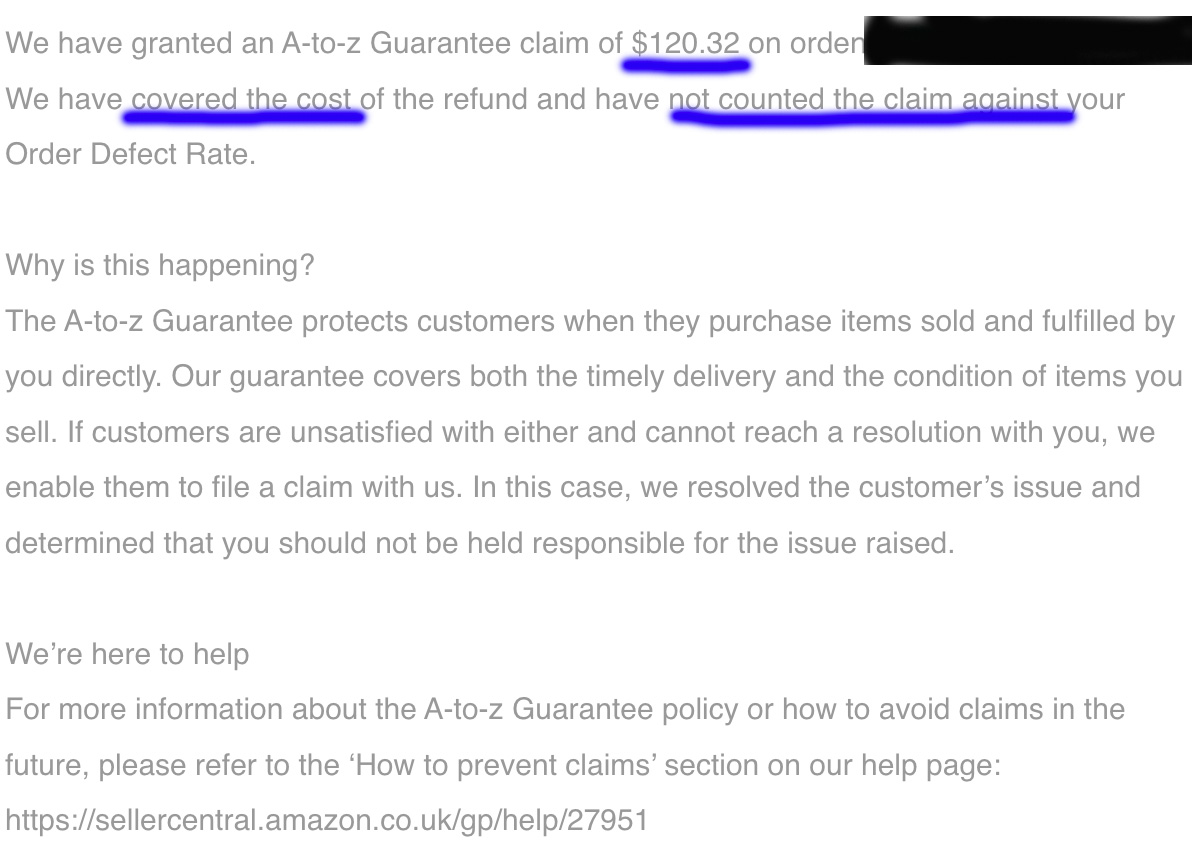 60minworkweek's tweet photo. If you have a customer claim they didn't get an item that you sent FBM, there's a response template we use.  Amazon is so nice they sometimes give the customers free money for lost items that actually were delivered to them, that you have proof of delivery for.  Everyone's happy. https://t.co/ZuyThT1skT