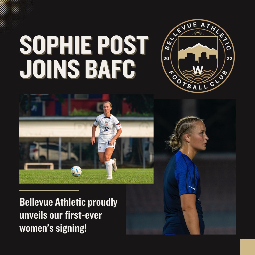 BelAthleticFC's tweet photo. Meet Sophie Post, our newest addition to Bellevue Athletic FC! Her journey from local fields to global triumphs showcases sheer determination. A gold medalist at the Deaflympics and a standout at the World Championship, Sophie’s talent is unmatched. Join us in welcoming her! ⚽🌟 https://t.co/yXMrIVESWN