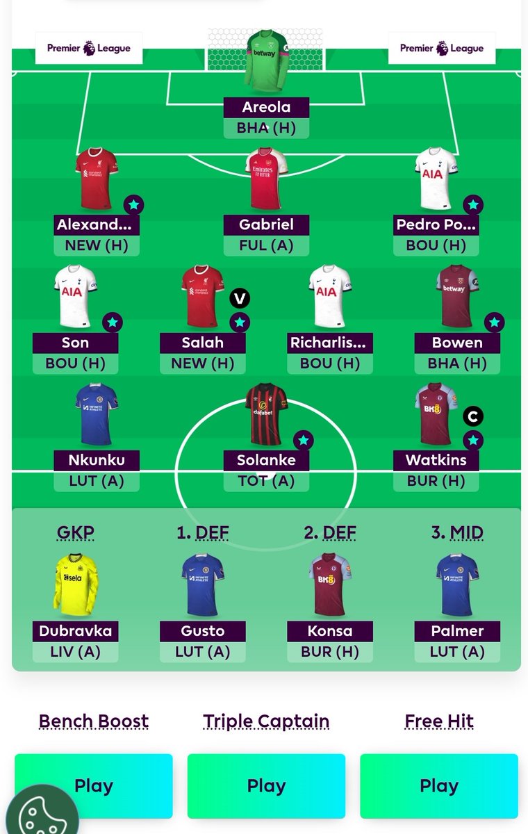 SandraRadjabi's tweet photo. @FPLGOAT7 How do I lineup this week? And would you try to get Foden or Alvarez in, or leave it as it is? https://t.co/k7wZYfgvzs