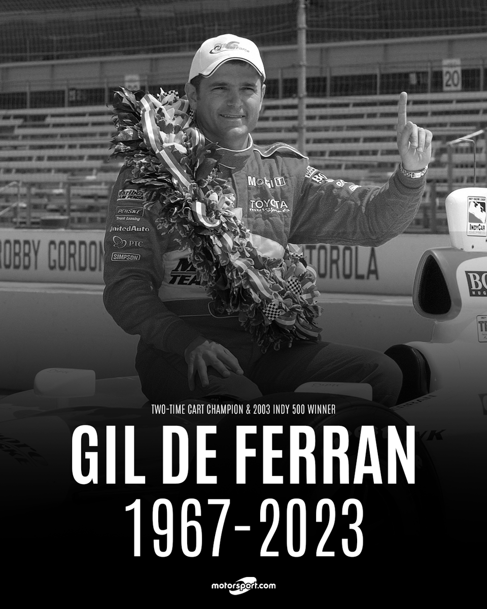Motorsport's tweet photo. Everyone at Motorsport is deeply saddened to hear that two-time CART champion and 2003 Indy 500 winner, Gil de Ferran, has passed away at the age of 56.

We send our thoughts and condolences to his family and friends at this difficult time. https://t.co/AgQYGRtZa8