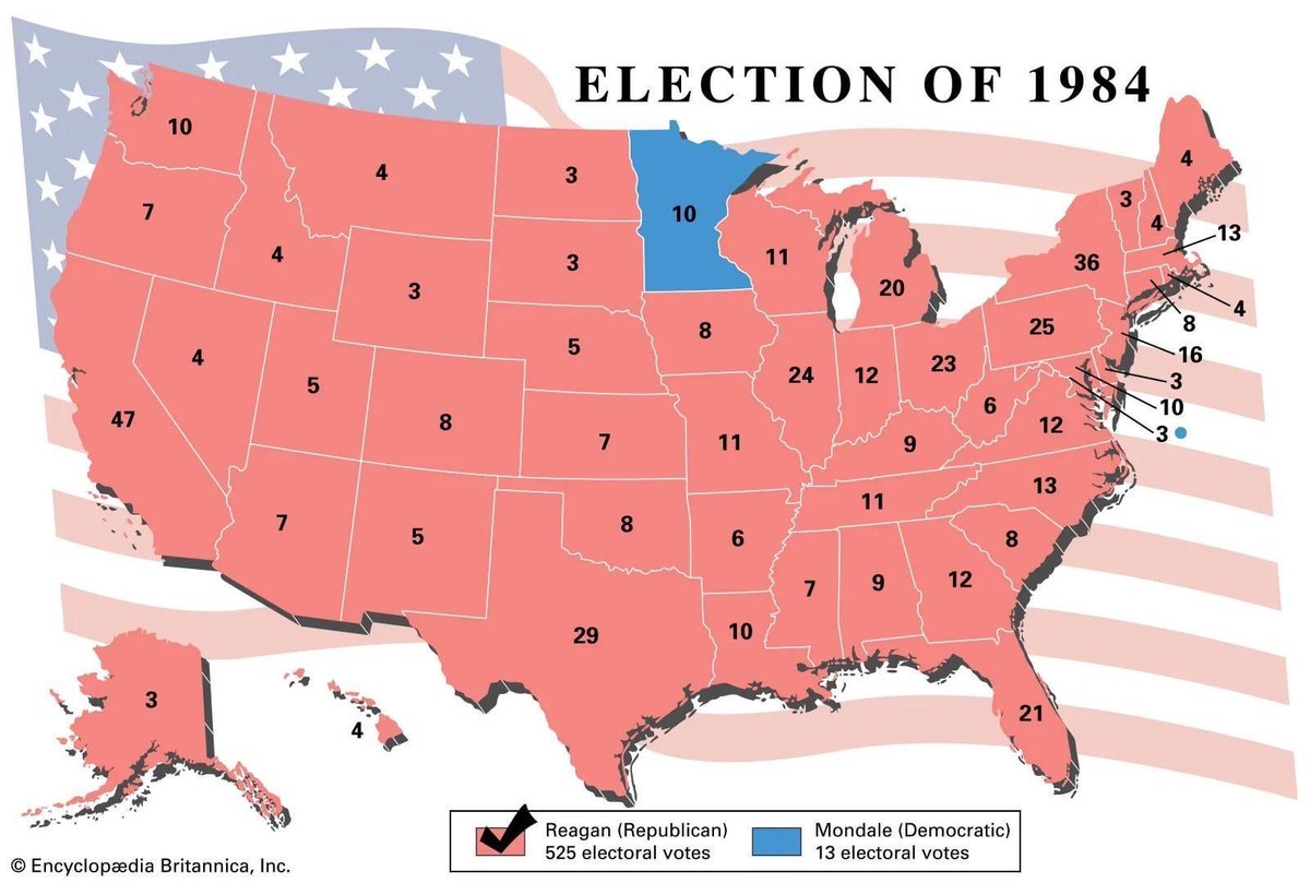 Minnesota was the only state that didn't make the mistake of voting for Regan. The country still suffers today from his horrid policies.