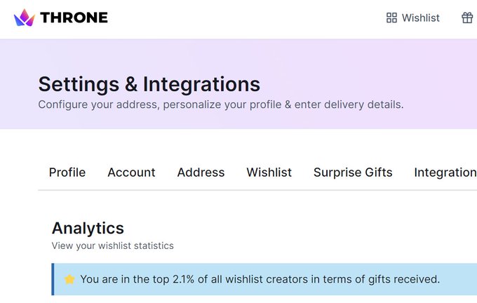 PrincessaLilly 👑 - I only recently started using Throne and I am already in the top 2.1%. I'll be even higher in 2024, I just added plenty of gifts to My wishlist (new opportunities for you to please Me, like you are suppose to!). My Wishlist: https://t.co/3NB952DdmV https://t.co/mgFZvTHcEG