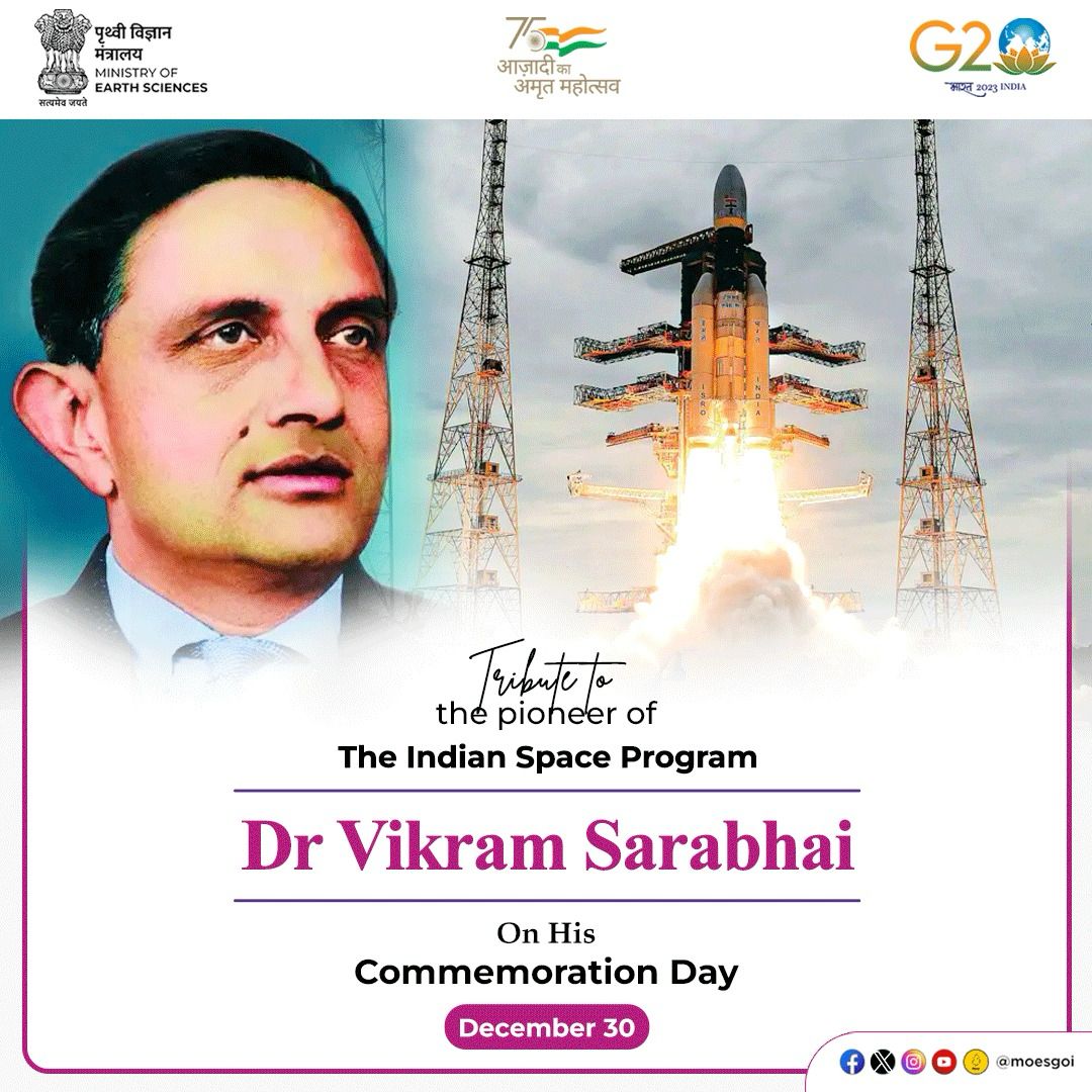 moesgoi's tweet photo. Saluting The Genius and Institution-Builder!✨
On the death anniversary of Dr. Vikram Sarabhai, the visionary who sparked space exploration in India, let us reflect on his enduring legacy that inspires future generations to reach for the stars. 🚀
#scientist #DrVikram #Sarabhai https://t.co/dfMfRe4GFk