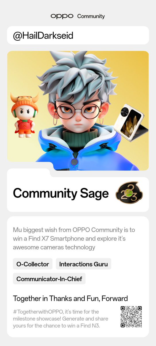 @oppo I call myself the 'COMMUNITY SAGE' 😎💚
#OPPOGlobalCommunity #OPPOFindN3