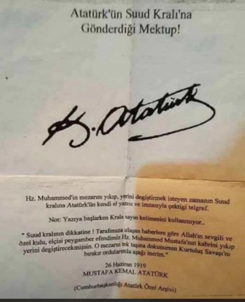 Ata mızın peygamberimize olan saygısını anlayacak kapasiteniz olsaydı şayet,Atatürk ü bizden çok severdiniz,sizi Allah ın cahilleri
#GSvFB #SaudiArabia #günaydın
#HaftanınRaporu