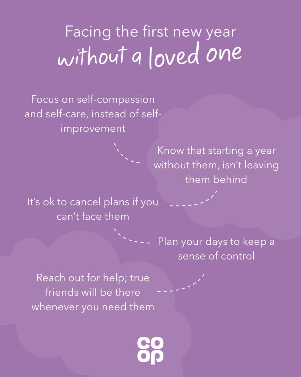 Thinking of everyone who's going into the new year without their loved ones. Saw these pieces of advice from @CoopFuneralcare and thought it could help 💙