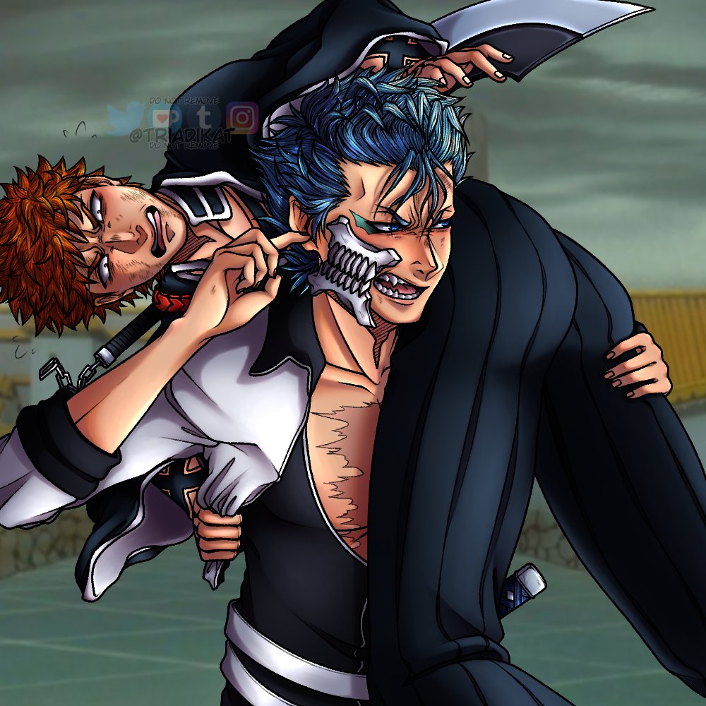 triadikat's tweet photo. Here's my Secret Santa piece for @Kaze28059933 !! This was an absolute joy to work on so I hope you enjoy! Happy Holidays!

#BLEACH 
#Grimmichi
#OGGrimmichiSecretSanta2023 https://t.co/c9znzdAiJf