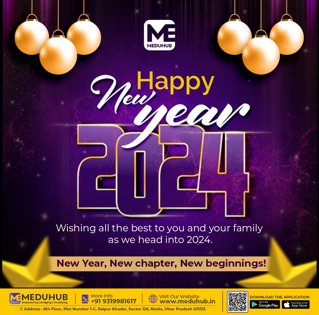 Medu_hub's tweet image. As we all are stepping into 2024, Meduhub wish you a very Happy New Year filled with hope and new beginnings!
.
.
#NewYear2024 #HappyNewYear2024 #meduhub