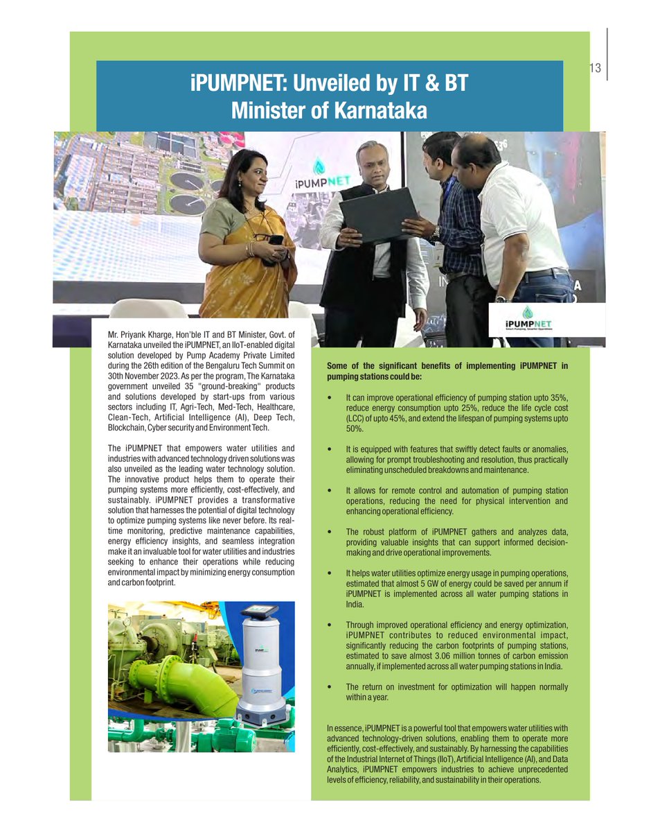PumpAcademy's tweet photo. IT & BT Minister of Karnataka, Mr. Priyank Kharge, unveiled #iPUMPNET, IIoT-enabled solution by @PumpAcademy for #pumpoptimization, @EA_Water
#water #watermanagement #waterinfrastructure #pumping #pumpindustry #pumpsolutions #pumpingsolutions #pumpoptimization #iiot #iiotplatform https://t.co/fF8ccOGo0E