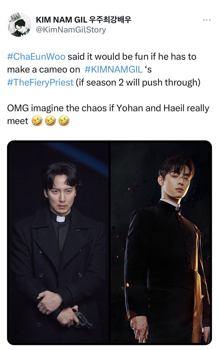 #TheFieryPriest2 is confirmed 🥹

Island duo might be reuniting 🥹
Father Haeil x Yohan in 2024 🙏
#KIMNAMGIL #CHAEUNWOO