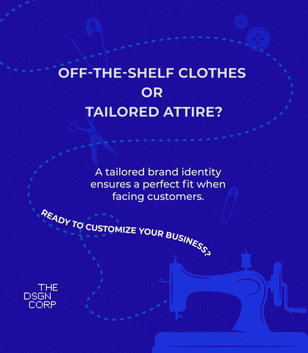 👔🌟 Just like tailored clothes, a customized business identity fits perfectly when engaging customers. Off-the-shelf won't cut it! Elevate your brand presence with a personalized identity. Let's create a tailored brand for your success! #TailoredBranding #BusinessIdentity