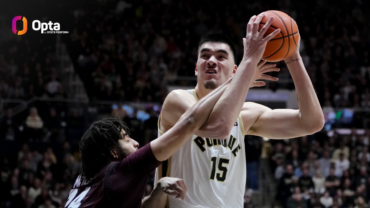 Zach Edey of @BoilerBall has reached 300 points, 30 blocks & 12 team wins through his first 13 games of the season. The last man to do this (D-I or NBA) was the Lakers' Shaquille O'Neal in 2001-02.