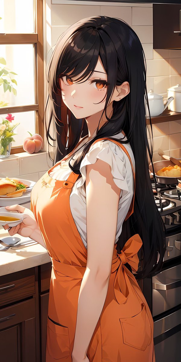 Rrytchi's tweet image. Miko: eh km udh bangun?aku lagi buatin sarapan buat kamu.

#Mitai #Miart #vtuber #fanart #AIArtwork