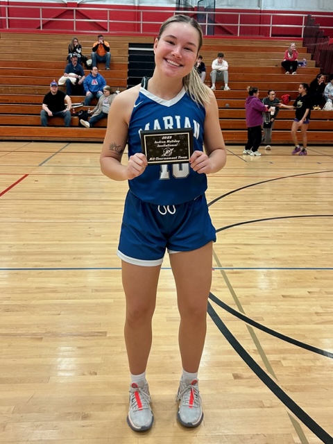 Senior Lillith Eaton was named to the All Tournament Team for the 2023 Portage Holiday Tournament.  She was selected by opposing coaches for her outstanding performance in all 3 games of the tournament. Congrats Lillith on this well deserved recognition!