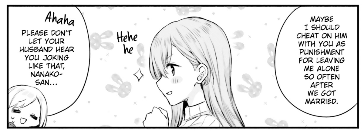 FG_Kanna's tweet photo. Girl, he's probably cheating on you too so I say go for it ☺️
Sauce: Nanako From The Neighborhood

#yuri #yurimanga #shoujoai #manga #NanakoxShirokuma #cheating #NanakoCheating #goforit https://t.co/j2ZqMtNY7M