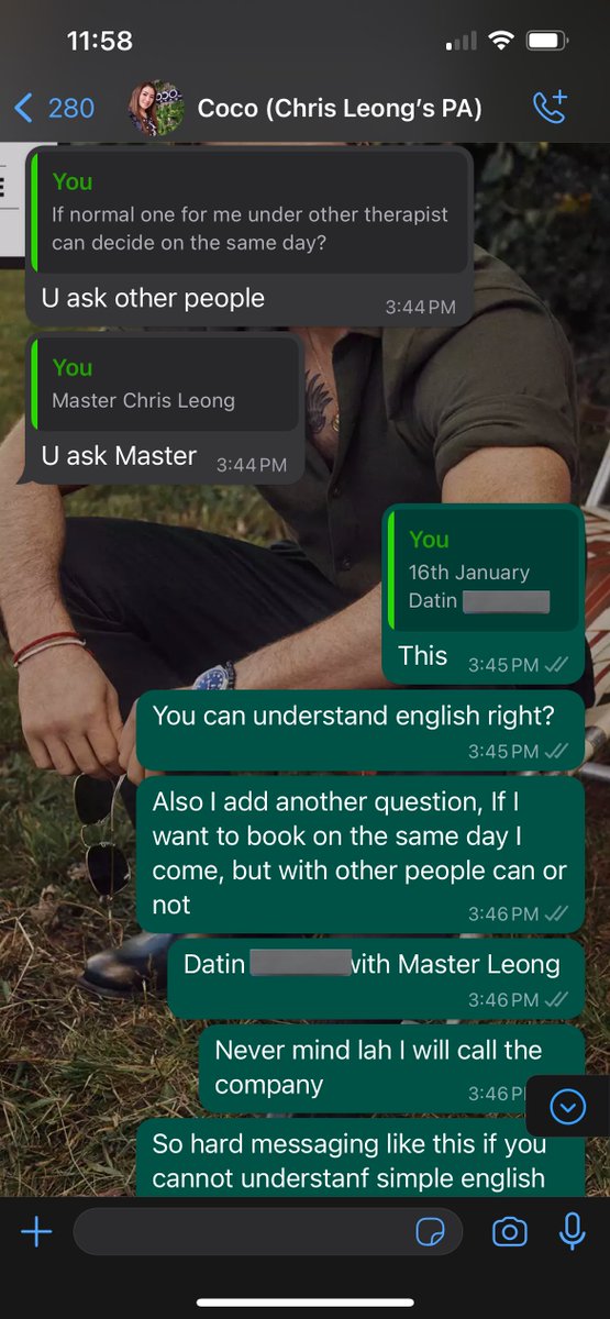 NaimNawrouz's tweet photo. Susah betul nak booking dengan PA Master Chris Leong ni ya. Dah lah kerek nak mampos. Harini hari ke 10 aku mesej &amp; dia masih tak confirm kan lagi appointment aku. Lepastu reply pukul 1-2 pagi. Awal2 kata fees RM4000 lepastu bila nak booking RM5500. Bila tanya kena tengking. https://t.co/7JP0bpLA25