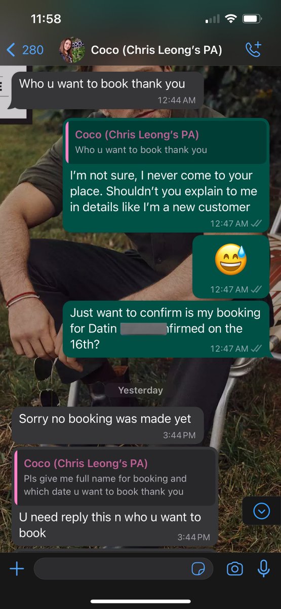 NaimNawrouz's tweet photo. Susah betul nak booking dengan PA Master Chris Leong ni ya. Dah lah kerek nak mampos. Harini hari ke 10 aku mesej &amp; dia masih tak confirm kan lagi appointment aku. Lepastu reply pukul 1-2 pagi. Awal2 kata fees RM4000 lepastu bila nak booking RM5500. Bila tanya kena tengking. https://t.co/7JP0bpLA25