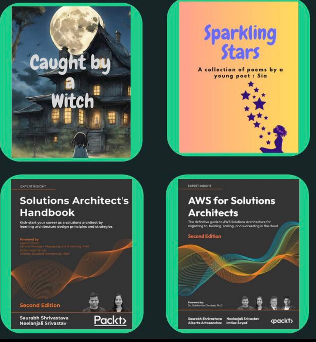 2023 concluded with 4 books 

Books Link:
Solution Architect's Handbook - lnkd.in/gmdCdNDD 
AWS for Solutions Architects - lnkd.in/gcdr-2XM
Caught by A Witch - lnkd.in/eYxmcJCd
Sparking Star - lnkd.in/gbQaCt-V

  #AWS #book  #publish #cloudcomputing