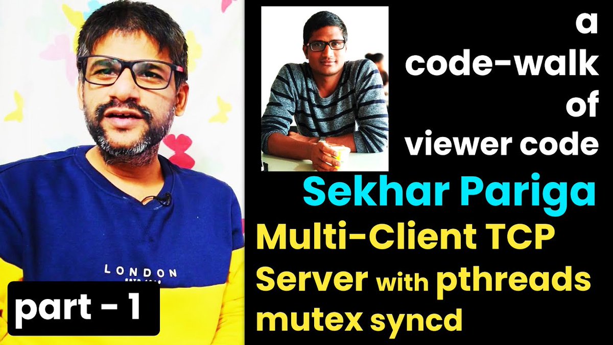kiran_cyberpro's tweet image. Multi-Client TCP Server with pthreads Mutex Synchronized - Code-walk of viewer code - Sekhar Pariga
thelinuxchannel.org/2023/12/multi-…
#codewalk #ipv4stack #multithreading #Mutex #networkprogramming #networking #pthreads #socketprogramming #sourcecode #student #systemsprogramming #TCP