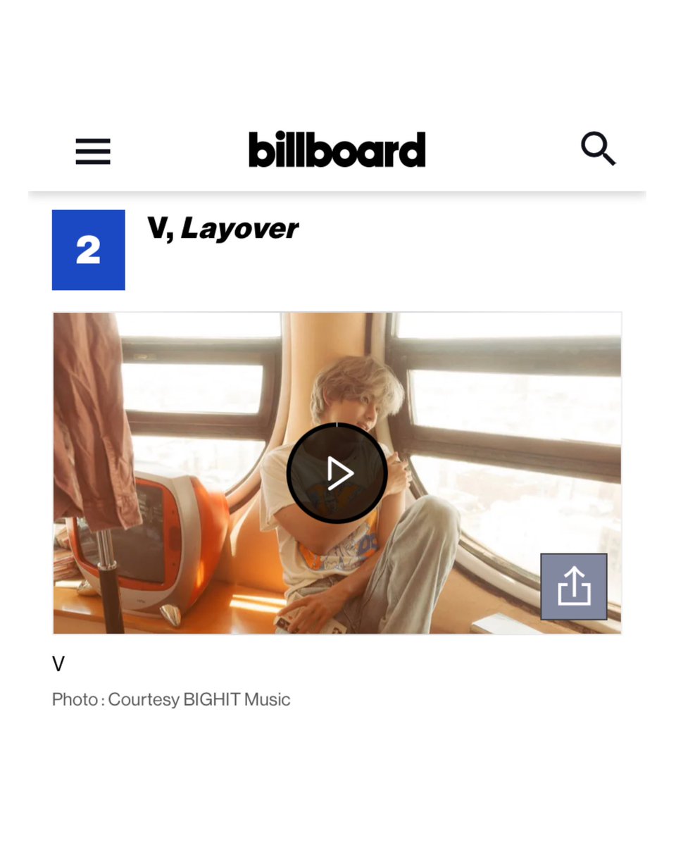 kthtrads's tweet photo. Billboard nombra a “Layover” como el mejor álbum por un solista de K-Pop en 2023 (#2 del K-Pop en general durante este año).

“Se aleja considerablemente de cualquier álbum de BTS, presentando a una estrella en un reino propio. El primer álbum en solitario de V, un alma vieja + https://t.co/yGgTacpVRk