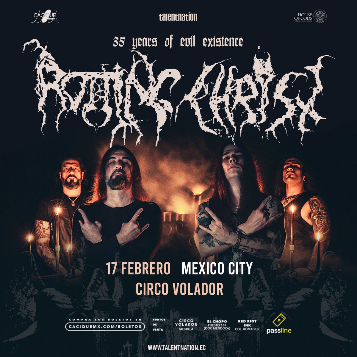 BlancaLechuza's tweet photo. La celebración de #35YearsOfEvilExistence de los griegos #RottingChirst llegará este 17 de febrero de 2024 al escenario del #CircoVolador
Boletos y toda la información:
https://t.co/ixNrTr6mTj
@CACIQUEMx/@CigarroaMedios
#Conciertos #Tour #Música #Eventos #Difusión https://t.co/t6Y6dMxARO