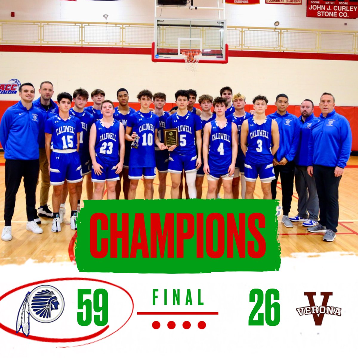 jchsboyshoops's tweet photo. 💥Champions for the 5th Consecutive Year💥⁣
⁣
🥇Caldwell defeats Verona, 59-26 in the Championship Game of the Holiday Tournament
⁣
🏆Congratulations to Joe Giannetta who was named tournament MVP

@CWCJCHSCHIEFS @CWCJCHS @Chattermeister @TAPWestEssex @TheProgressNJ https://t.co/ykSAEbH321
