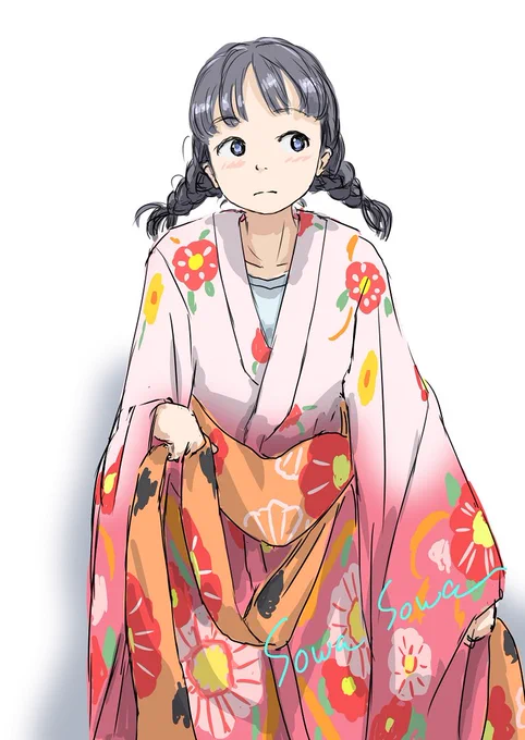 「着方わかんないんすけど」  今年はもう描かないつもりだっけど、描いちゃいました 着物の描き方わかんないんすけどw