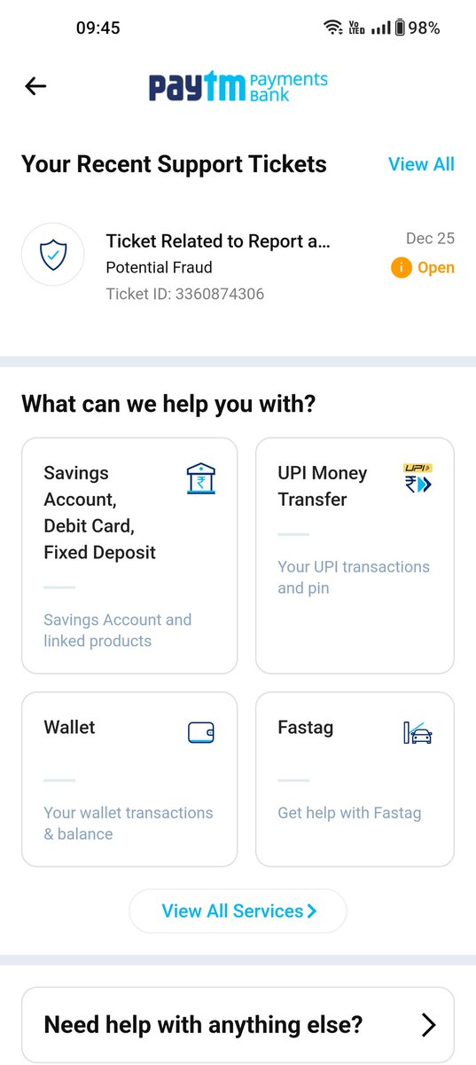 ABHIRANJANS's tweet photo. @paytmbankcare @Paytm @BJP4India @Cyberdost @FinMinIndia @aajtak Any update on the ticket.. https://t.co/i6ZuWZdWTb